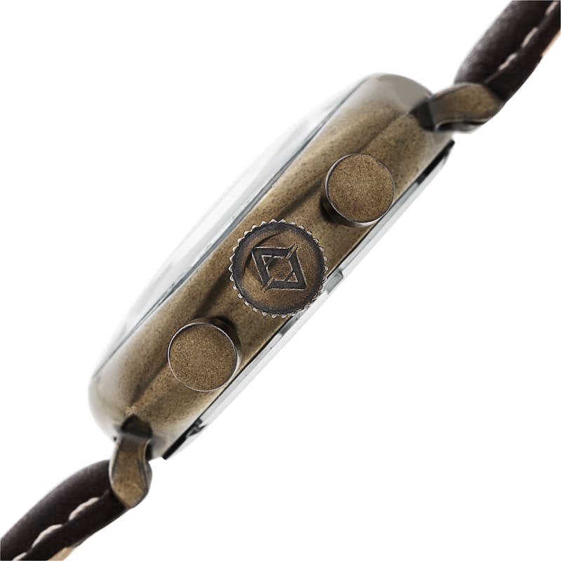 Akribos XXIV Men's Quartz Chronograph Date Display Leather Gold-Tone Strap Watch