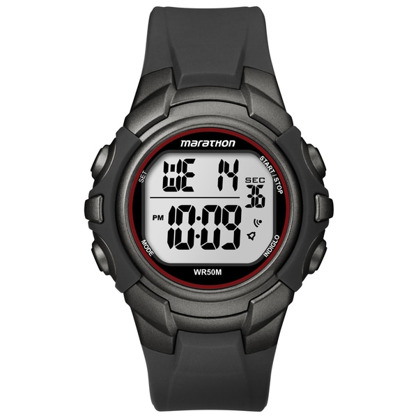Timex Men's Marathon Digital Full-size Gunmetal Grey/ Red Watch