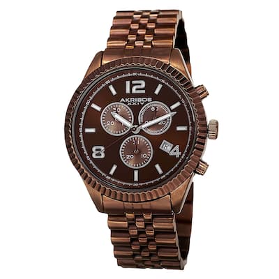 Akribos XXIV Men's Swiss Quartz Chronograph Stainless Steel Brown Bracelet Watch