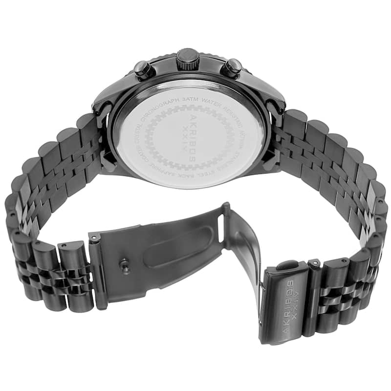 Akribos XXIV Men's Swiss Quartz Chronograph Stainless Steel Black Bracelet Watch