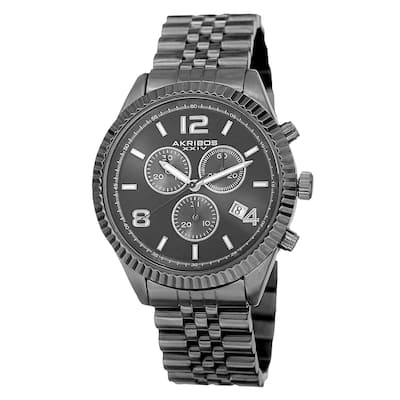 Akribos XXIV Men's Swiss Quartz Chronograph Stainless Steel Black Bracelet Watch