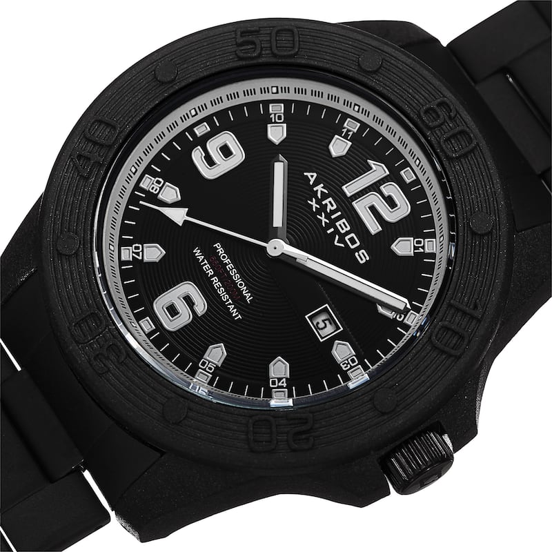 Akribos XXIV Men's Quartz Divers Stainless Steel White Bracelet Watch