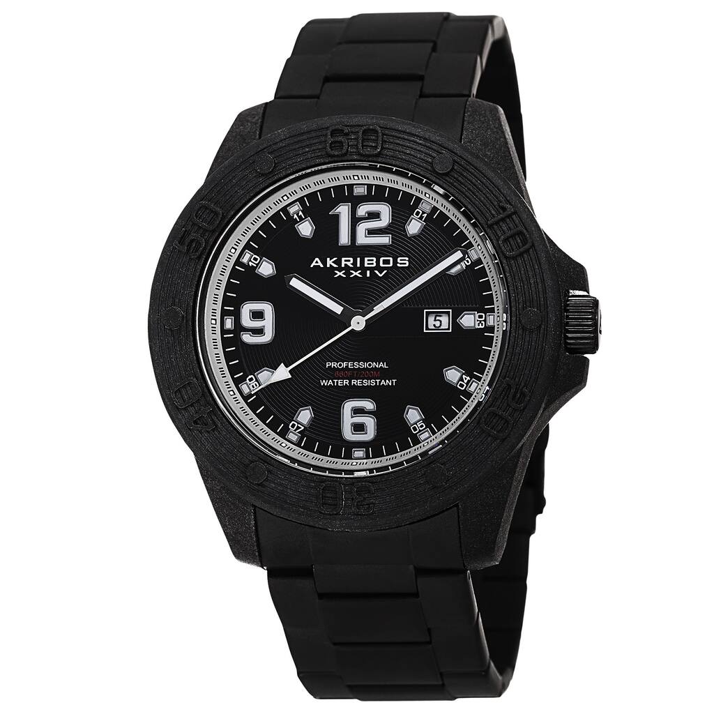 Akribos XXIV Men's Quartz Divers Stainless Steel White Bracelet Watch