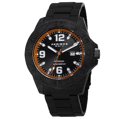 Akribos XXIV Men's Quartz Divers Stainless Steel Orange Bracelet Watch