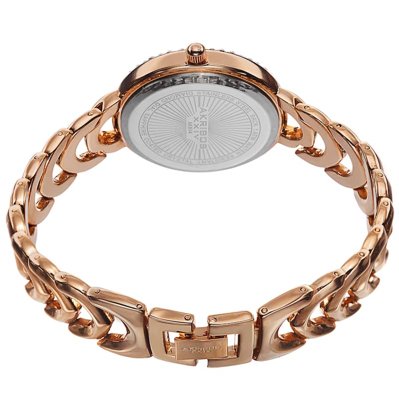Akribos XXIV Women's Quartz Diamond Markers Rose-Tone Bracelet Watch
