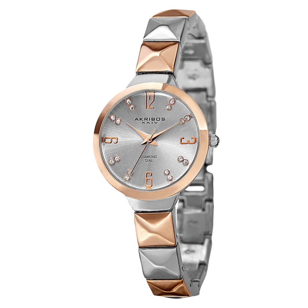Akribos XXIV Women's Swiss Quartz Diamond Markers Two-Tone Bracelet Watch