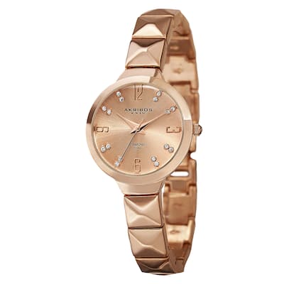 Akribos XXIV Women's Swiss Quartz Diamond Markers Rose-Tone Bracelet Watch