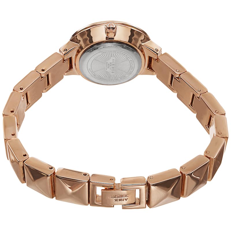 Akribos XXIV Women's Swiss Quartz Diamond Markers Rose-Tone Bracelet Watch