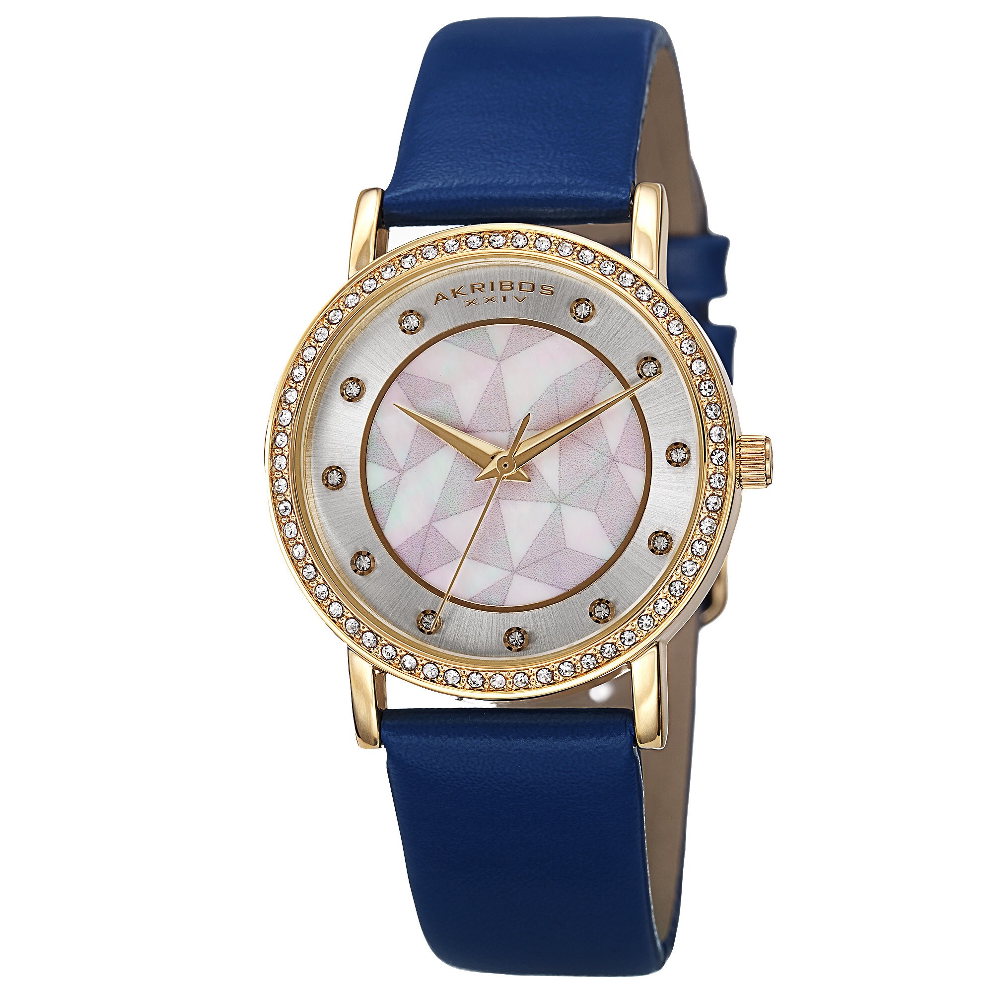 Akribos XXIV Women\'s Quartz Crystal Accented Mother-of-Pearl Dial Ceramic Watch Women main image 3