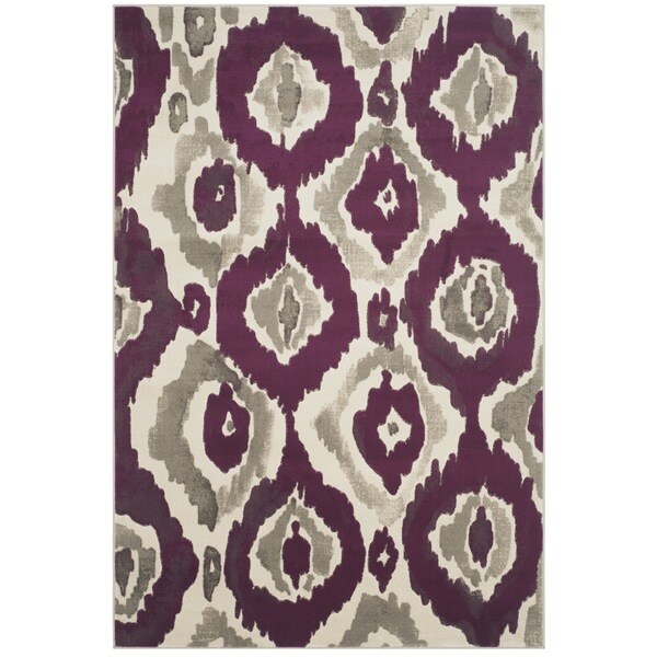 Safavieh Porcello Abstract Ogee Ivory/ Purple Rug - 6' x 9'