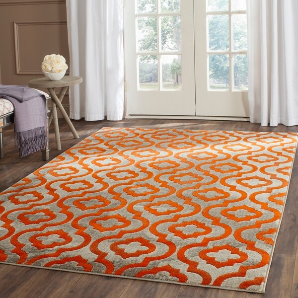 Safavieh Porcello Contemporary Moroccan Light Grey/ Orange Rug - 6' x 9'
