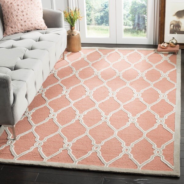 Safavieh Hand-Tufted Cambridge Coral/ Ivory Wool Rug - 10' x 14'