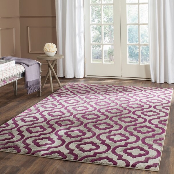 Safavieh Porcello Contemporary Moroccan Light Grey/ Purple Rug - 8'2 x 11'