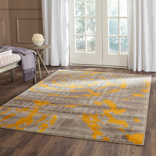 Safavieh Porcello Abstract Contemporary Light Grey/ Yellow Rug - 8'2 x 11'