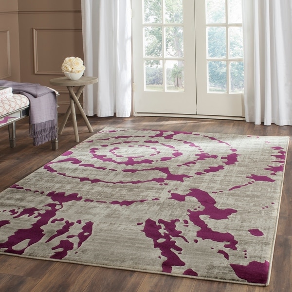 Safavieh Porcello Abstract Contemporary Light Grey/ Purple Rug - 8'2 x 11'