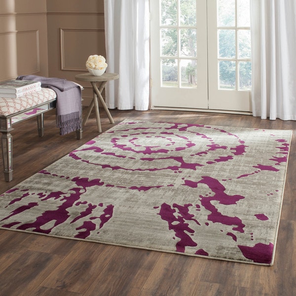 Safavieh Porcello Abstract Contemporary Light Grey/ Purple Rug - 8'2 x 11'