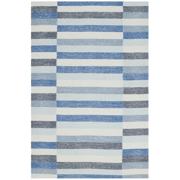 Safavieh Hand-Woven Striped Kilim Blue Wool Rug - 8' x 10'
