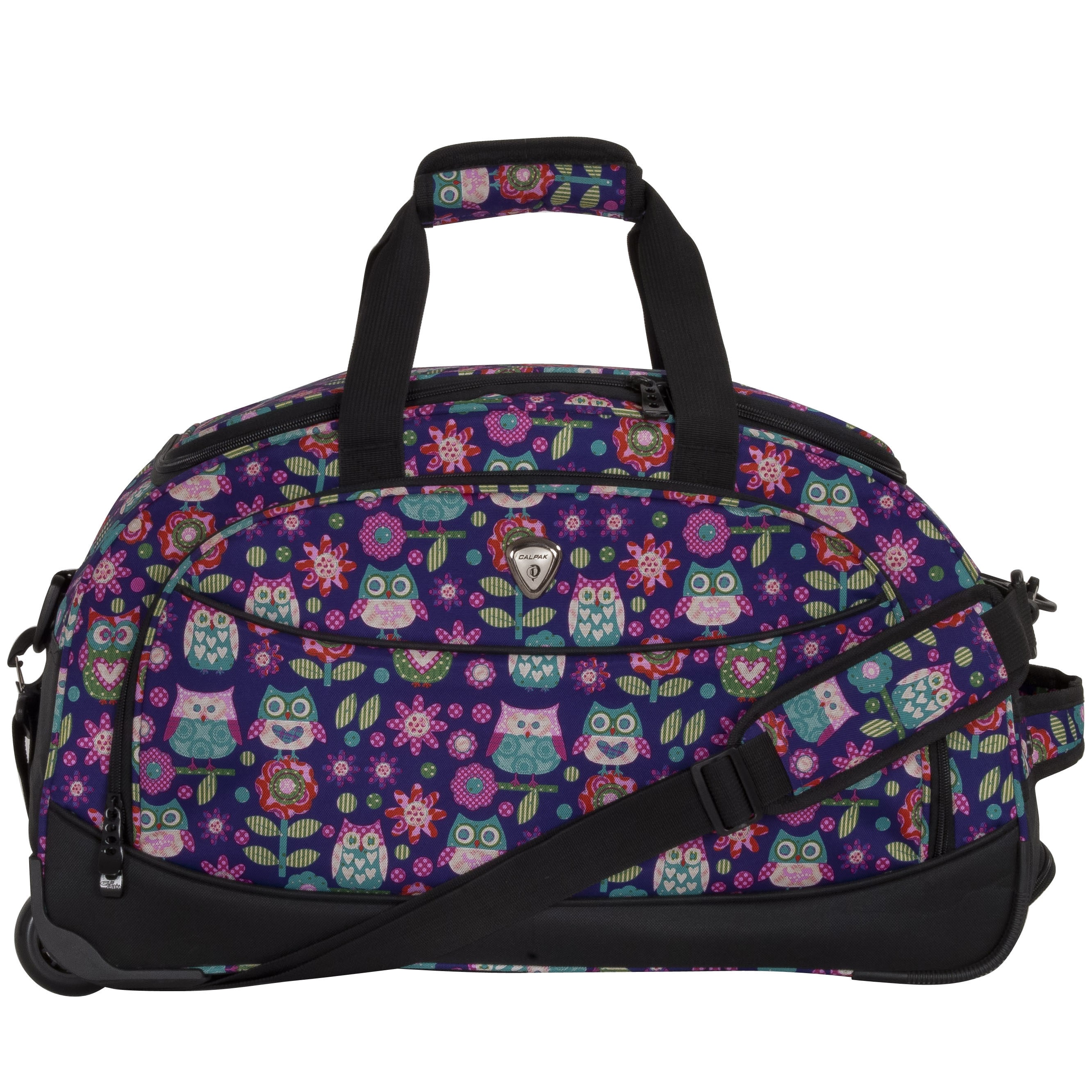 CalPak Plato Purple Owl 21 inch Carry On Rolling Upright Duffel Bag