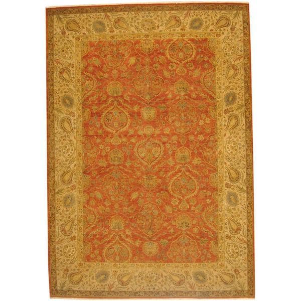 Handmade Herat Oriental Indo Vegetable Dye Oushak Wool Rug (Afghanistan) - 10' x 14'6