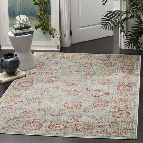 Safavieh Sevilla Light Blue/ Multi Viscose Rug (8' x 11') Free