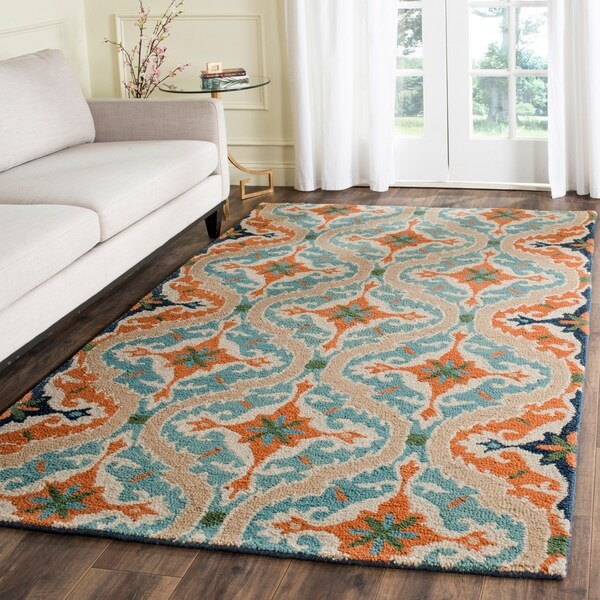 Safavieh Handmade Roslyn Blue/ Beige Wool Rug - 8' x 10'