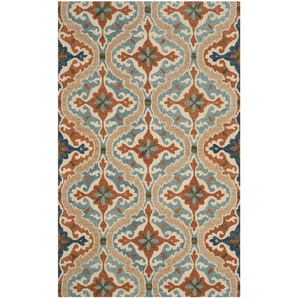 Safavieh Handmade Roslyn Blue/ Beige Wool Rug - 8' x 10'