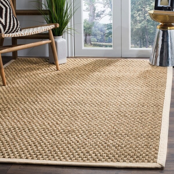 Safavieh Casual Natural Fiber Natural and Ivory Border Seagrass Rug - 10' x 14'