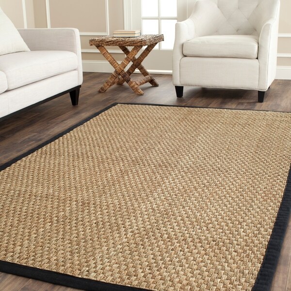 Safavieh Casual Natural Fiber Natural and Black Border Seagrass Rug - 10' x 14'