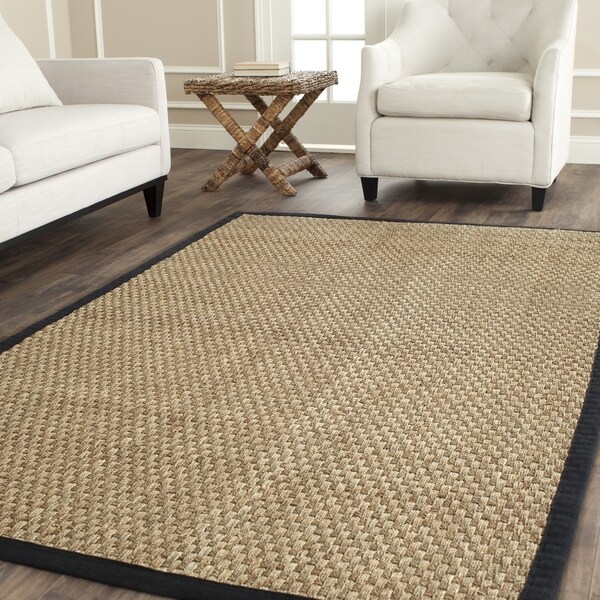 Safavieh Casual Natural Fiber Natural and Black Border Seagrass Rug - 10' x 14'