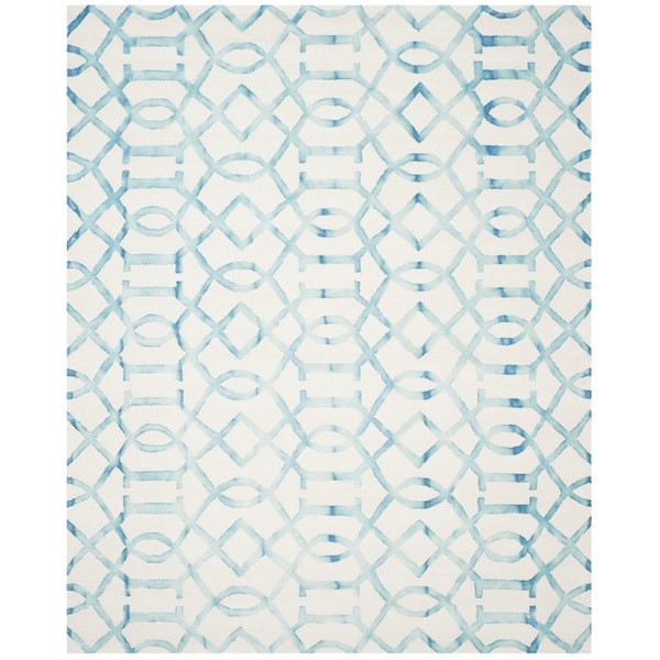 Safavieh Handmade Dip Dye Watercolor Vintage Ivory/ Turquoise Wool Rug (9' x 12')