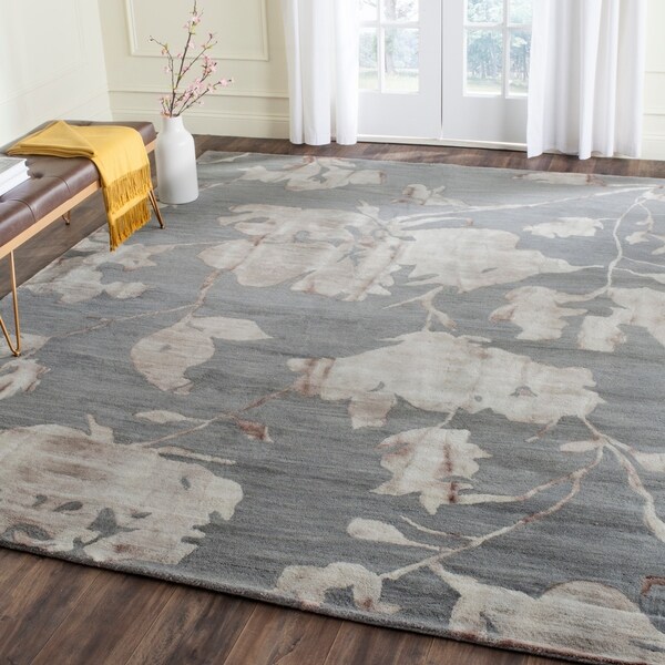 Safavieh Hand-Tufted Dip Dye Grey/ Beige Wool Rug (9' x 12')