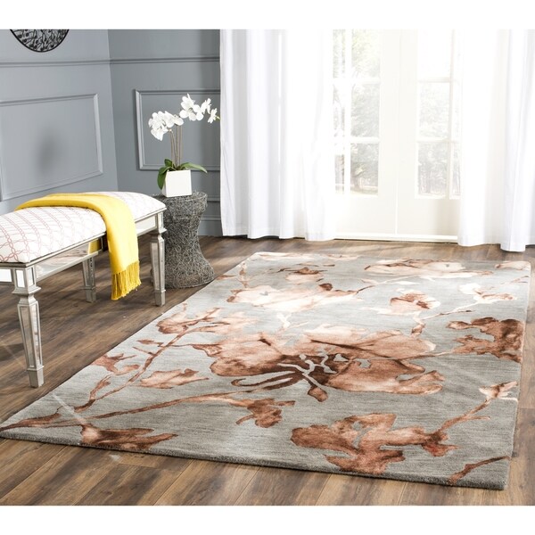 Safavieh Handmade Dip Dye Watercolor Vintage Grey/ Beige Wool Rug - 9' x 12'