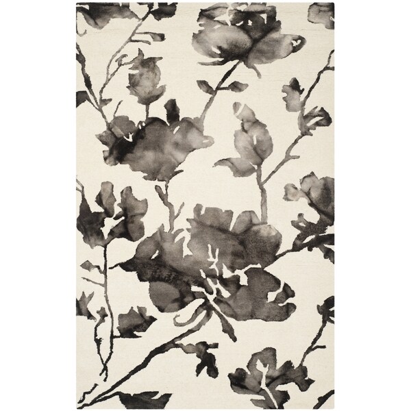 Safavieh Handmade Dip Dye Watercolor Vintage Ivory/ Charcoal Wool Rug - 9' x 12'