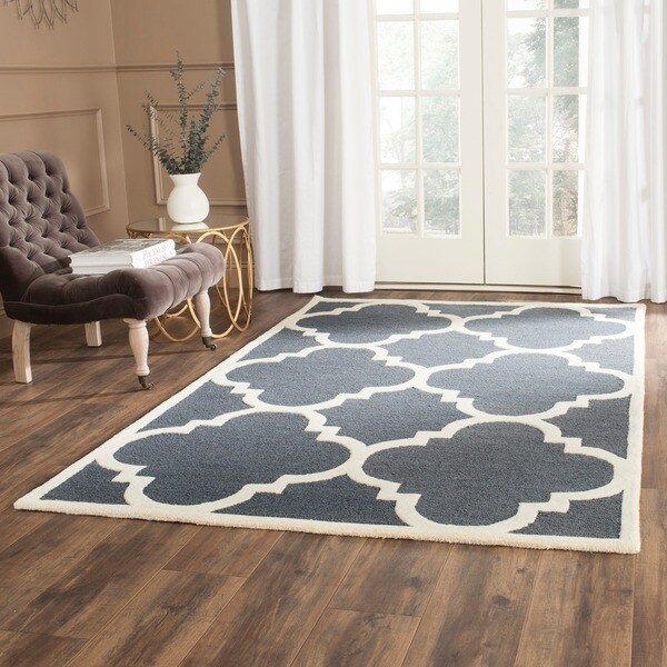 Safavieh Hand-Tufted Cambridge Dark Grey/ Ivory Wool Rug - 9' x 12'