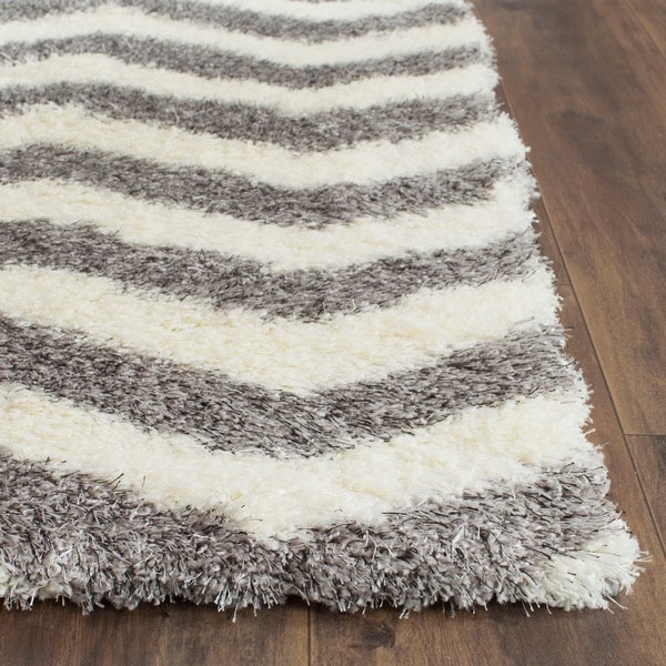 Safavieh Montreal Shag Ivory/ Grey / Polyester Rug (23 x 7