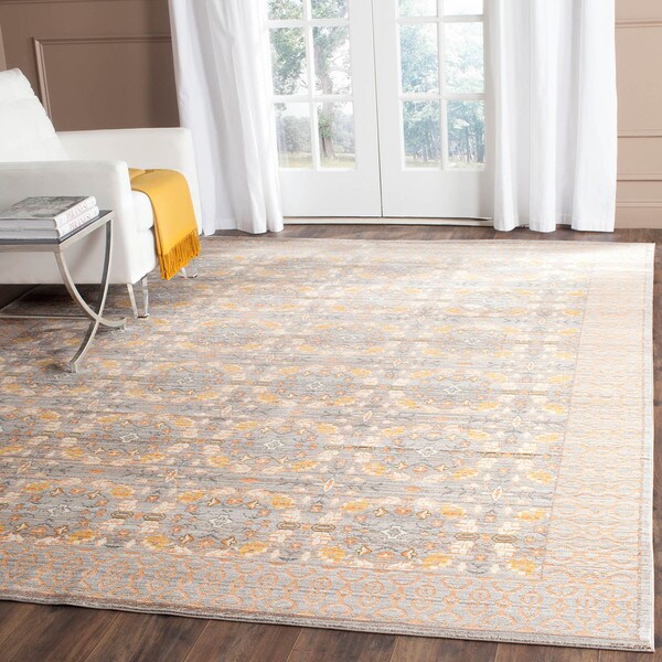 Safavieh Valencia Light Grey/ Multi Distressed Silky Polyester Rug - 8' x 10'