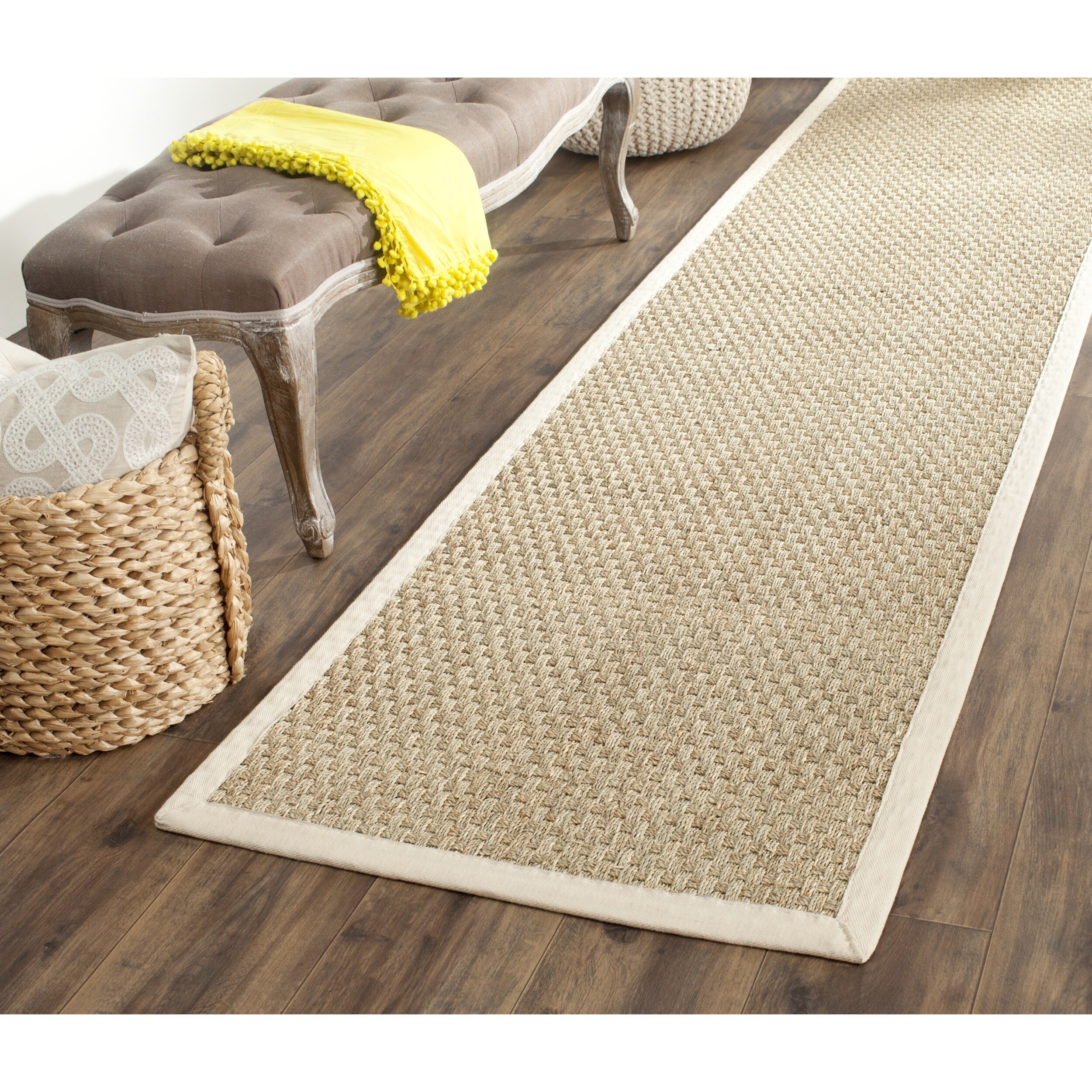Shop Safavieh Casual Natural Fiber Natural and Ivory Border Seagrass
