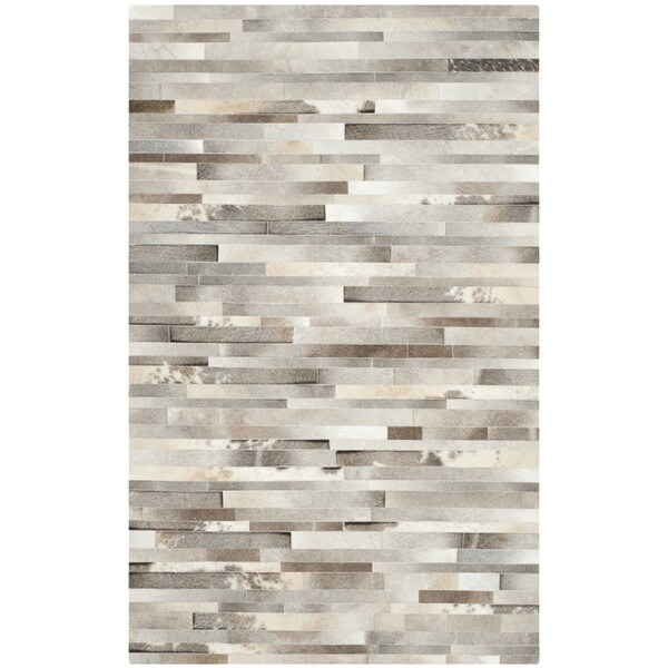 Safavieh Handmade Studio Leather 200 Modern Grey/ Ivory Rug - 8' x 10'