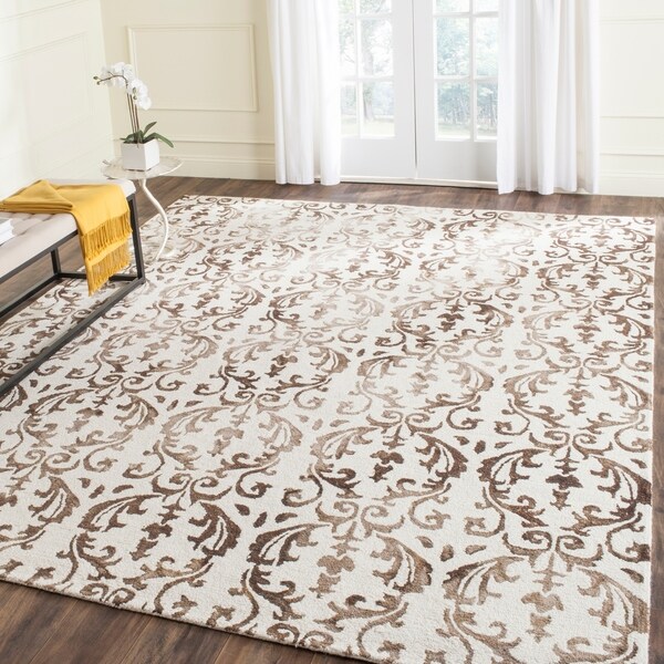 Safavieh Handmade Dip Dye Watercolor Vintage Ivory/ Chocolate Wool Rug - 8' x 10'