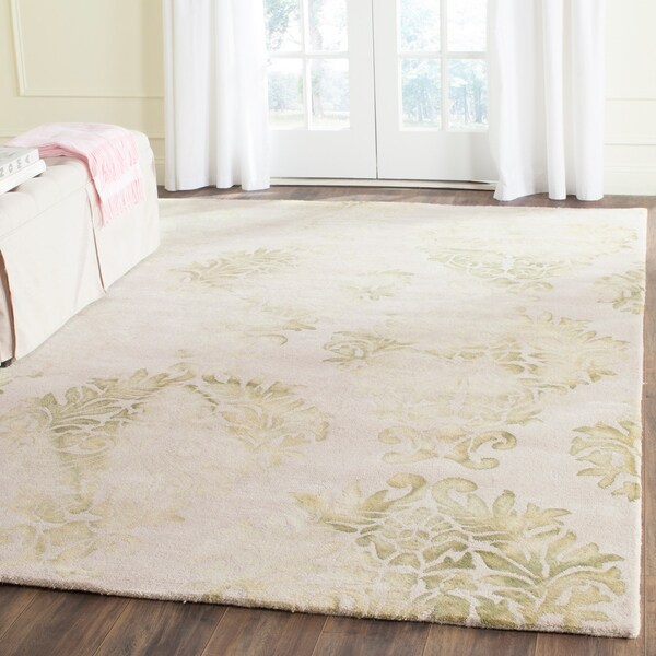 Safavieh Handmade Dip Dye Watercolor Vintage Beige/ Green Wool Rug - 8' x 10'