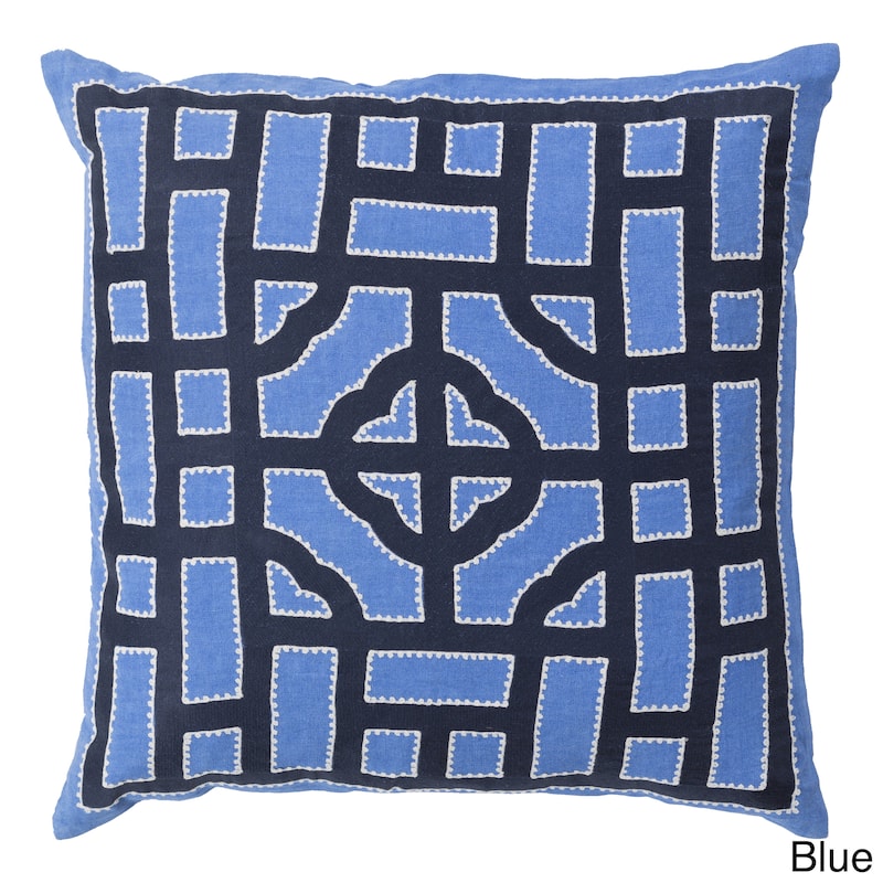 Decorative Felder 18-inch Poly or Feather Down Filled Throw Pillow - Down - Blue