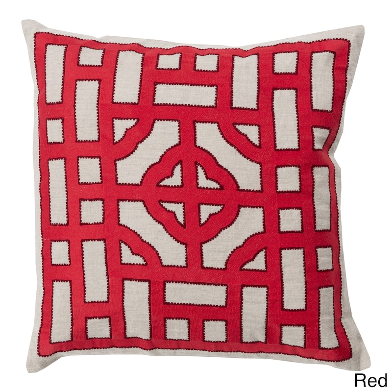 Decorative Felder 18-inch Poly or Feather Down Filled Throw Pillow - Down - Red