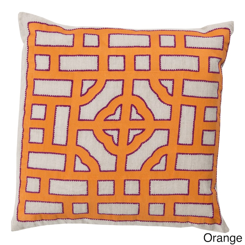 Decorative Felder 18-inch Poly or Feather Down Filled Throw Pillow - Down - Orange