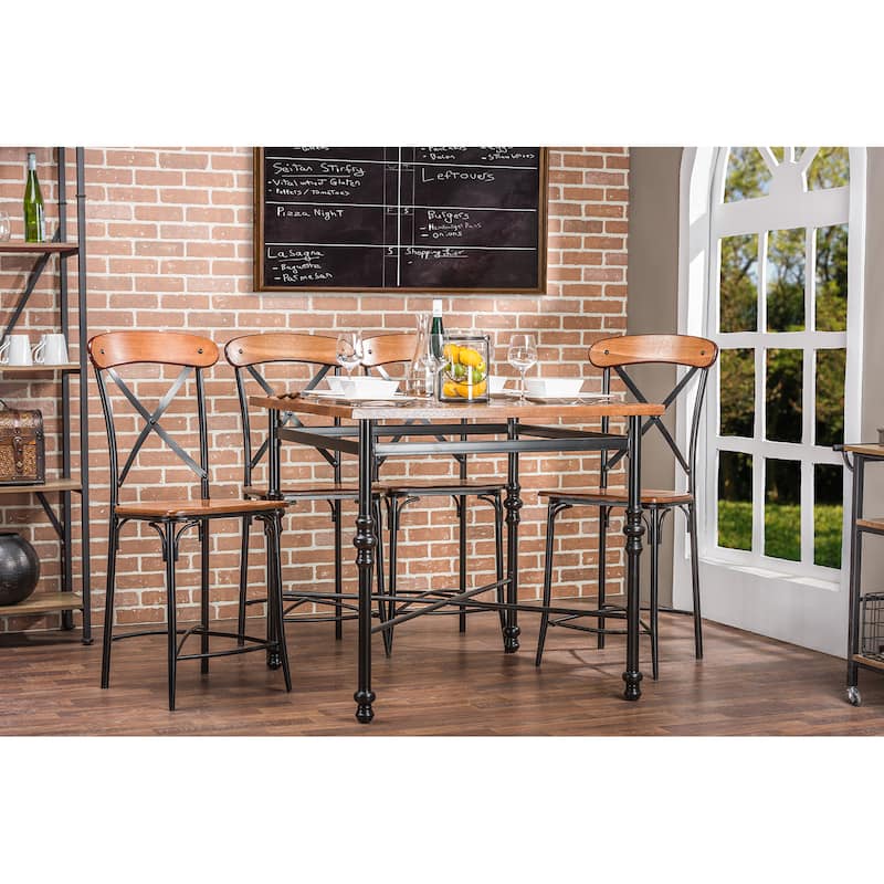 Industrial Medium Brown Wood Pub Table by Baxton Studio