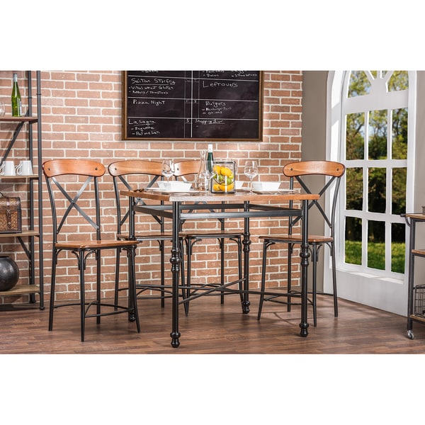 Industrial Medium Brown Wood Pub Table by Baxton Studio On Sale