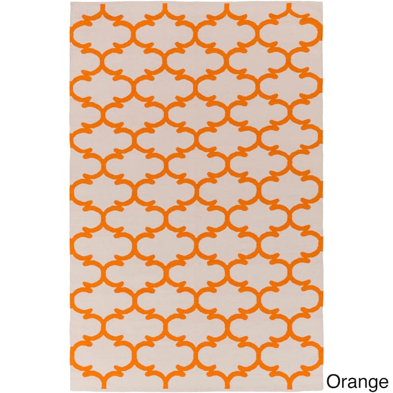 Flatweave Colne Moroccan Trellis Cotton Rug - 2' x 3' - Orange