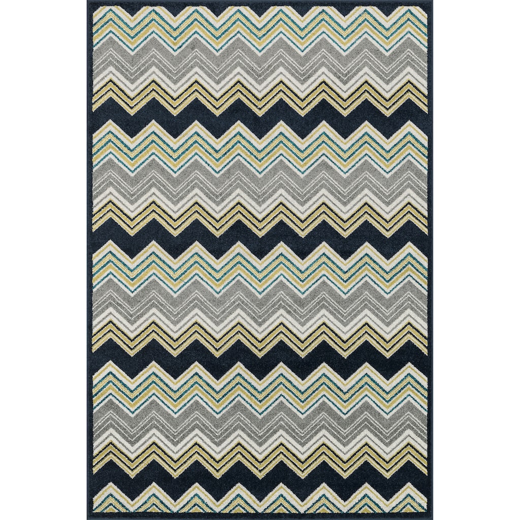 Alexander Home Indoor/ Outdoor Palm Chevron Striped Rug