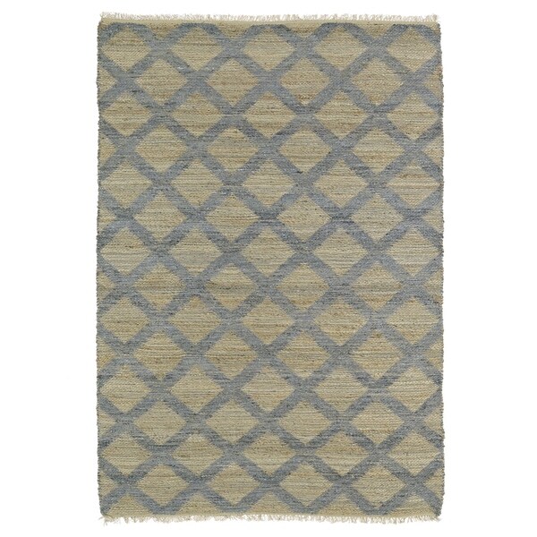 Handmade Natural Fiber Canyon Slate Lattice Rug - 2' x 3'