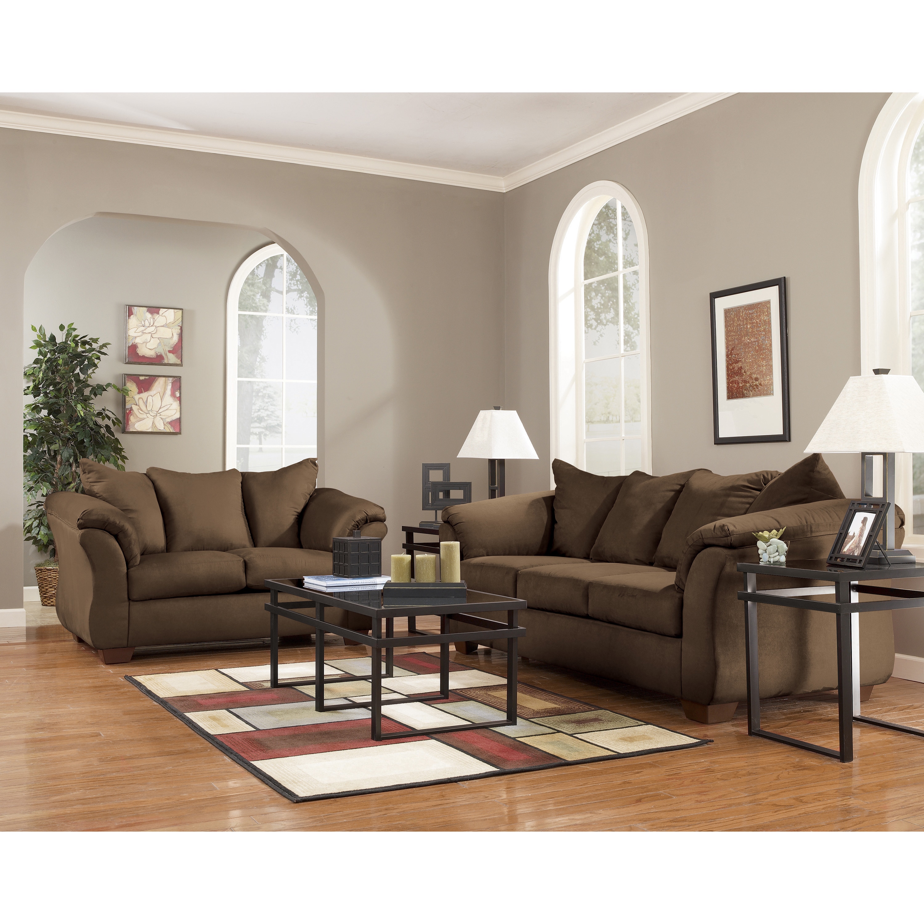 Art Van Darcy II Sofa And Loveseat Set Cafe Overstock 9946729