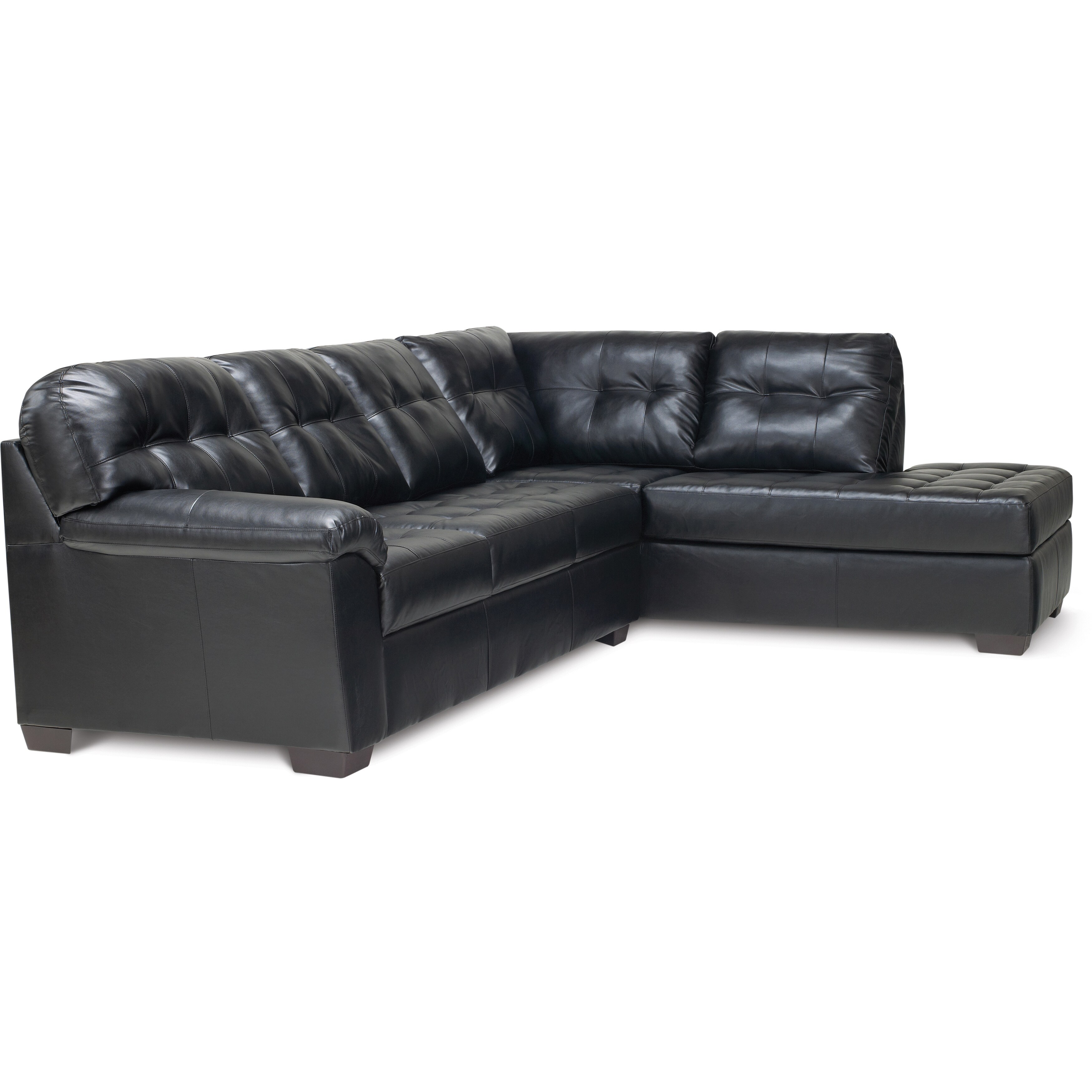 Shop Art Van Soho 2 Piece Black Blended Leather Sectional Sofa Overstock 9949063